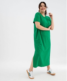 GEMO Robe tee-shirt à manches courtes et col rond femme grande taille vert standard