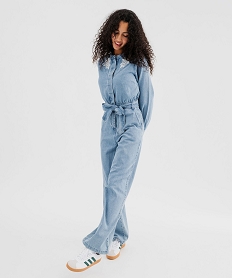 GEMO Combinaison pantalon en toile denim avec détails brodés femme bleu standard