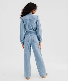 combinaison pantalon en toile denim avec details brodes femme bleu standardG495901_3