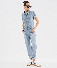 GEMO Combinaison pantalon en jean à manches courtes femme bleu standard