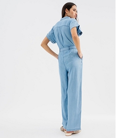 combinaison pantalon a manches courtes en lyocell fluide femme bleuG496501_3
