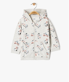 GEMO Sweat à capuche fermeture zippée bébé garçon Blanc