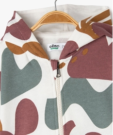 sweat zippe a capuche en molleton doux imprime all over bebe garcon blanc standardG498201_2