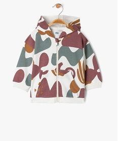 sweat zippe a capuche en molleton doux imprime all over bebe garcon blanc standardG498201_4