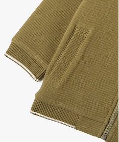 sweat zippe effet raye bebe garcon kaki standardG498301_2