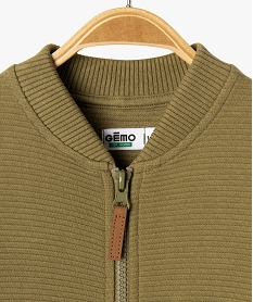 sweat zippe effet raye bebe garcon kaki standardG498301_3