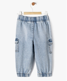 jean cargo a taille et chevilles elastiquees bebe garcon bleuG498401_4