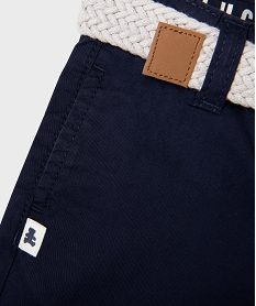 short en twill avec ceinture tressee bebe garcon - lulucastagnette bleuG500601_2