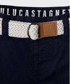 short en twill avec ceinture tressee bebe garcon - lulucastagnette bleuG500601_3