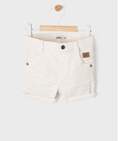 GEMO Short en coton stretch avec taille ajustable bébé garçon Blanc