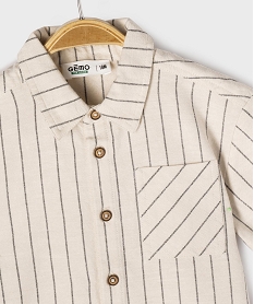 chemise rayee a manches courtes contenant du lin garcon imprimeG501801_2
