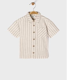 chemise rayee a manches courtes contenant du lin garcon imprimeG501801_4