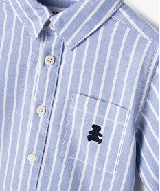 chemise rayee en coton bebe garcon manches retroussables - lulucastagnette beigeG502201_2