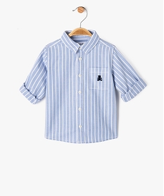 chemise rayee en coton bebe garcon manches retroussables - lulucastagnette beigeG502201_4
