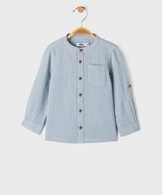 GEMO Chemise col rond en gaze de coton à manches retroussables bébé garçon bleu standard