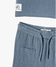 ensemble 2 pieces en gaze de coton bebe garcon short tee-shirt bleu vifG502901_2