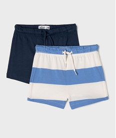 GEMO Shorts en coton avec taille ajustable bébé garçon (lot de 2) bleu standard