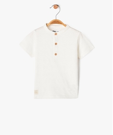 GEMO Tee-shirt manches courtes avec col tunisien bébé garçon Blanc