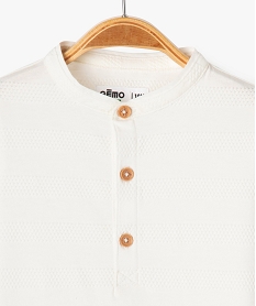 tee-shirt manches courtes avec col tunisien bebe garcon blancG505501_2