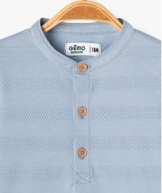 tee-shirt manches courtes avec col tunisien bebe garcon bleu standardG505601_2