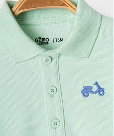 polo manches courtes en maille piquee a motif bebe garcon vert standardG505901_2