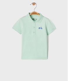 polo manches courtes en maille piquee a motif bebe garcon vert standardG505901_4