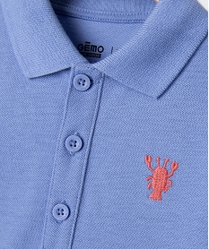 polo manches courtes en maille piquee a motif bebe garcon bleu standardG506001_2