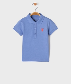 polo manches courtes en maille piquee a motif bebe garcon bleu standardG506001_4