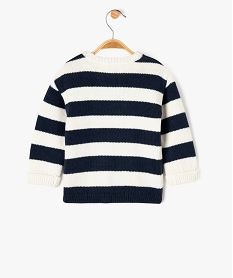 pull en grosse maille a larges rayures bebe garcon navy pullsG506101_3