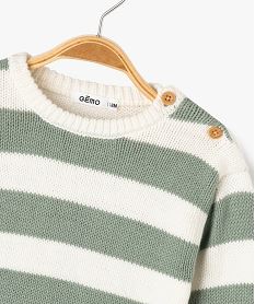 pull en grosse maille a larges rayures bebe garcon vert standard pullsG506201_2