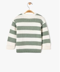 pull en grosse maille a larges rayures bebe garcon vert standard pullsG506201_3