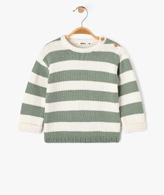 pull en grosse maille a larges rayures bebe garcon vert standard pullsG506201_4