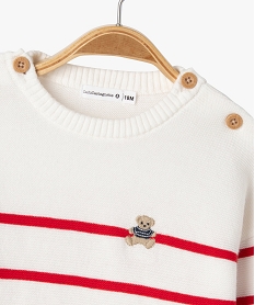 pull raye en fine maille bebe garcon - lulucastagnette beige pullsG506301_2