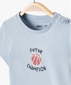 tee-shirt manches courtes a message bebe garcon bleu standardG507801_2