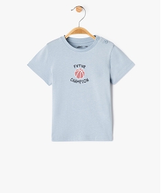 tee-shirt manches courtes a message bebe garcon bleu standardG507801_4