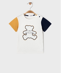 GEMO Tee-shirt à manches courtes contrastantes bébé garçon - LuluCastagnette Blanc