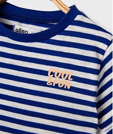 tee-shirt manches courtes a rayures bebe garcon bleuG509201_2