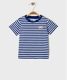 tee-shirt manches courtes a rayures bebe garcon bleuG509201_4