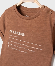 tee-shirt manches courtes avec inscription bebe garcon marron standardG509301_2