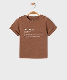 tee-shirt manches courtes avec inscription bebe garcon marron standardG509301_4