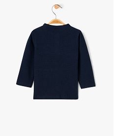 tee-shirt a manches longues col tunisien en maille nid dabeille bebe garcon navy tee-shirts manches longuesG510501_3