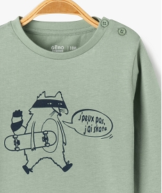 tee-shirt manches longues en coton imprime bebe garcon vert standardG510901_2