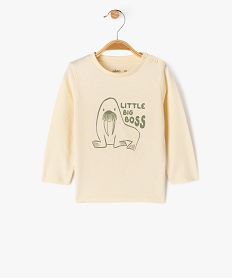 GEMO Tee-shirt manches longues en coton imprimé bébé garçon beige standard