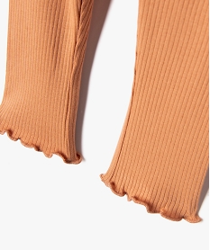 legging en maille cotelee avec bas fronce bebe fille marron standard leggingsG513301_2
