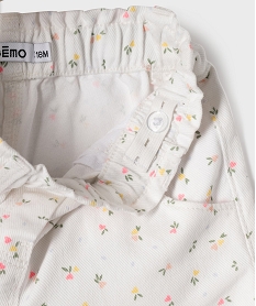 short en coton fleuri a taille elastiquee bebe fille blanc chineG514001_2