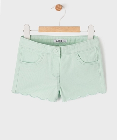 GEMO Short en twill avec finitions dentelées bébé fille Vert