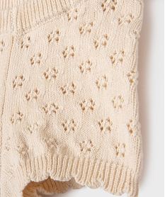 short en maille ajouree en coton biologique bebe fille beigeG515301_2