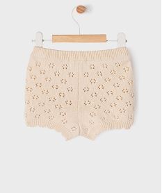 short en maille ajouree en coton biologique bebe fille beigeG515301_3