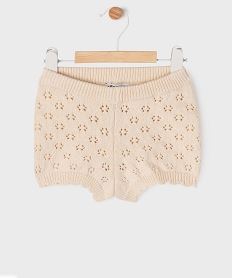 short en maille ajouree en coton biologique bebe fille beigeG515301_4
