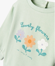 sweat molletonne bebe fille avec motifs et message vert standardG515601_2